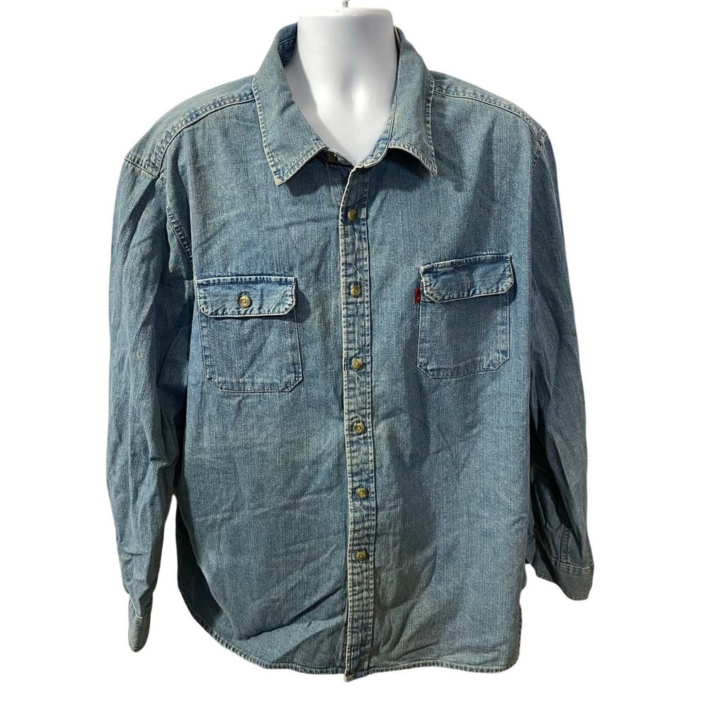 Vintage Levis men's blue denim button down shirt size 3XL